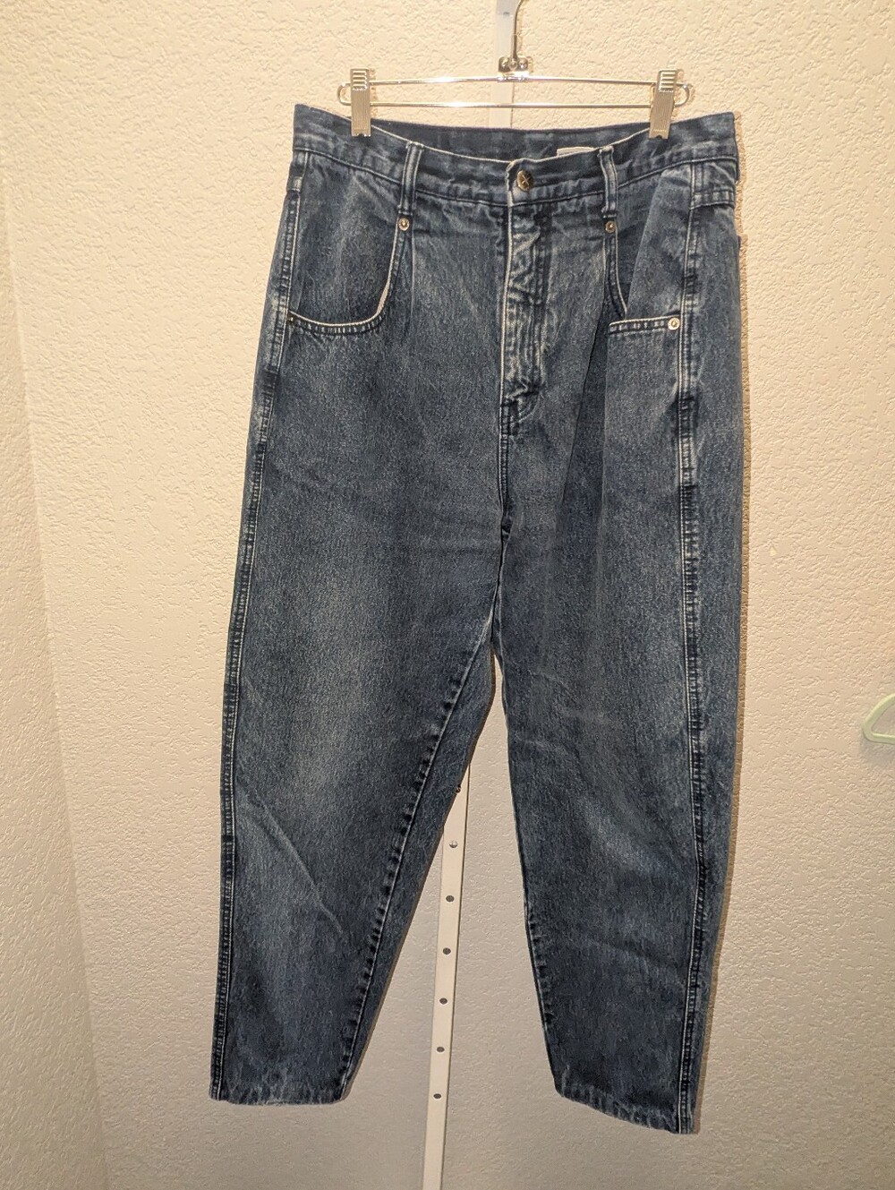 Vtg 90s Brittania High Waisted Pleated Tapered Mom Jeans Acid Wash 30" Sz 14